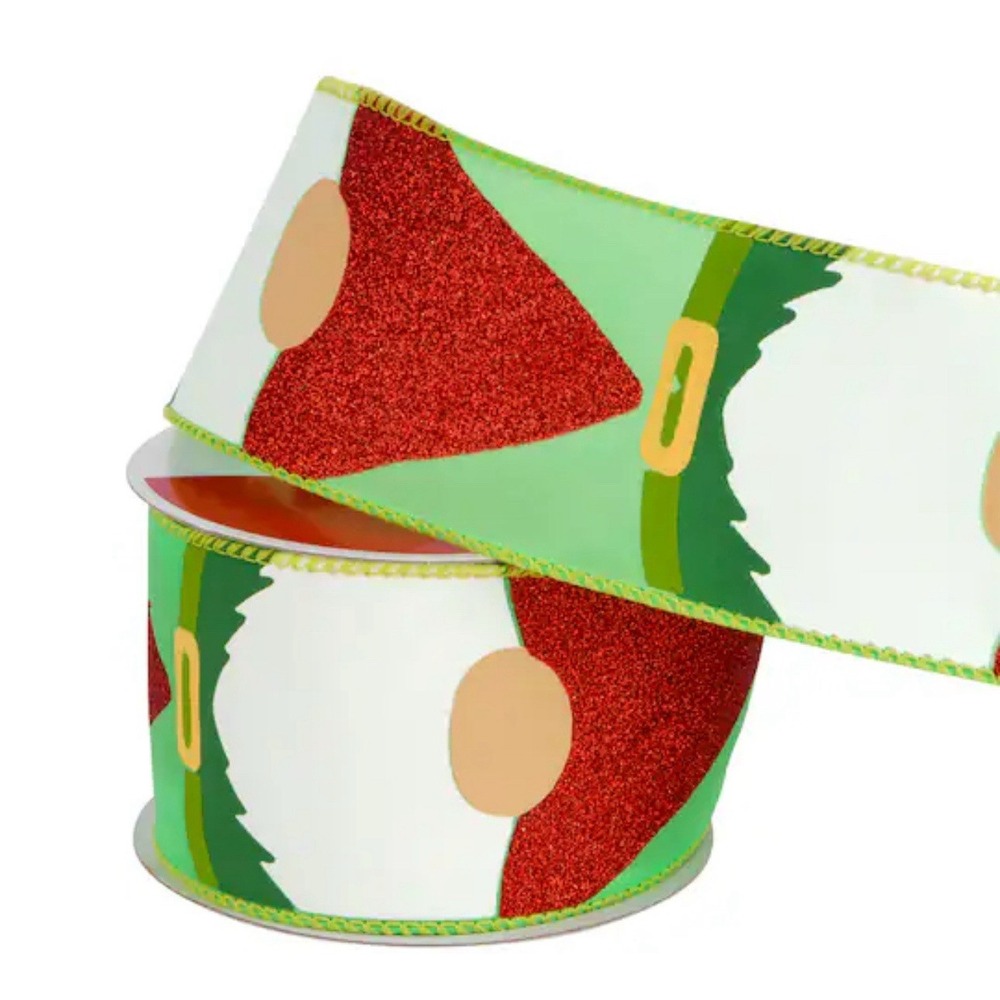 3 Michaels Mega Rolls Christmas Craft Ribbon 2.5"x30'‎ Green Gnome Wire Edge